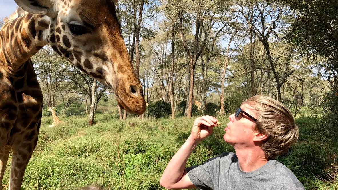 Brian at the Giraffe Centre in Nairobi, Kenya