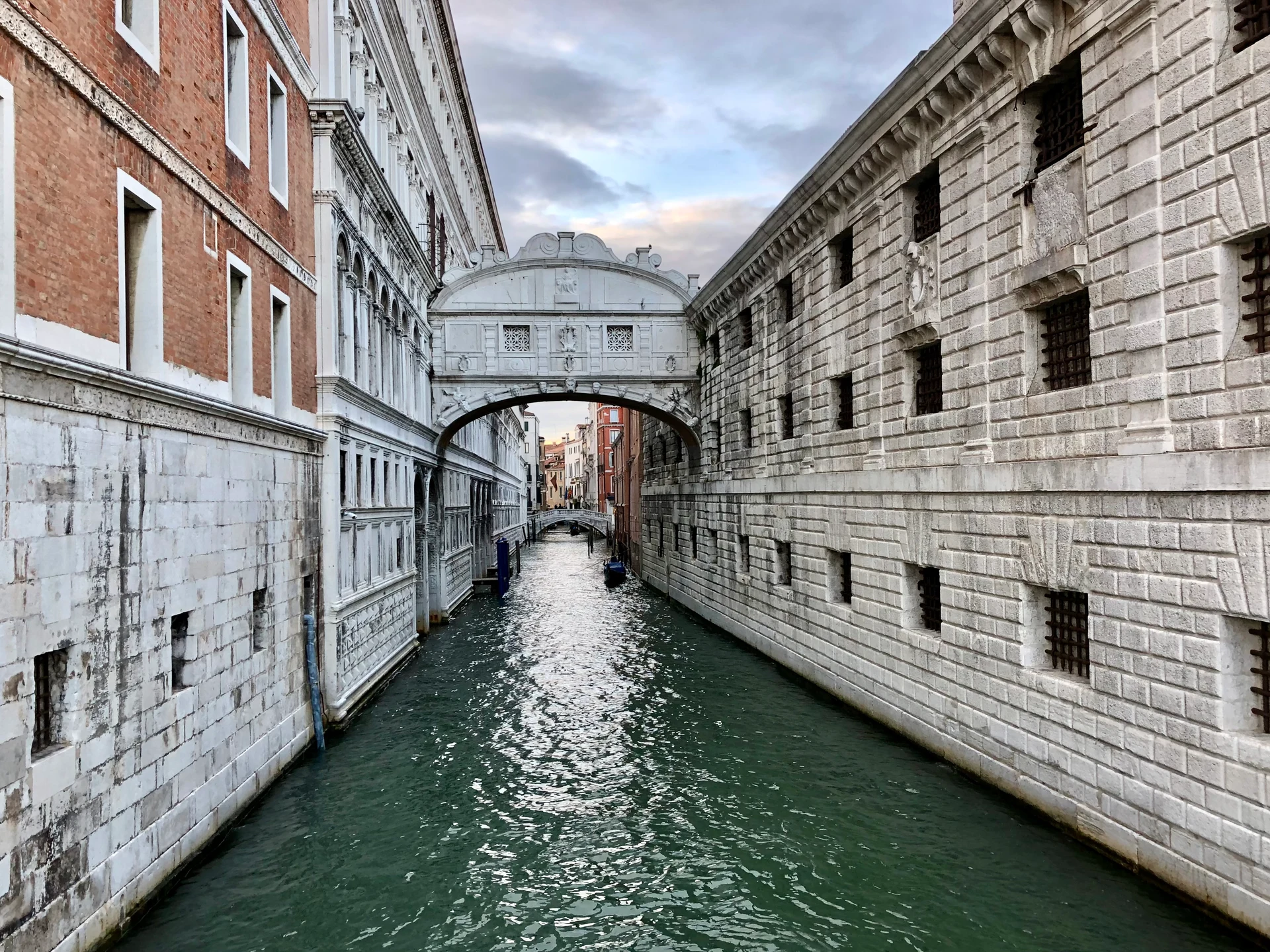 A canal beneath the Bridge of Sighs