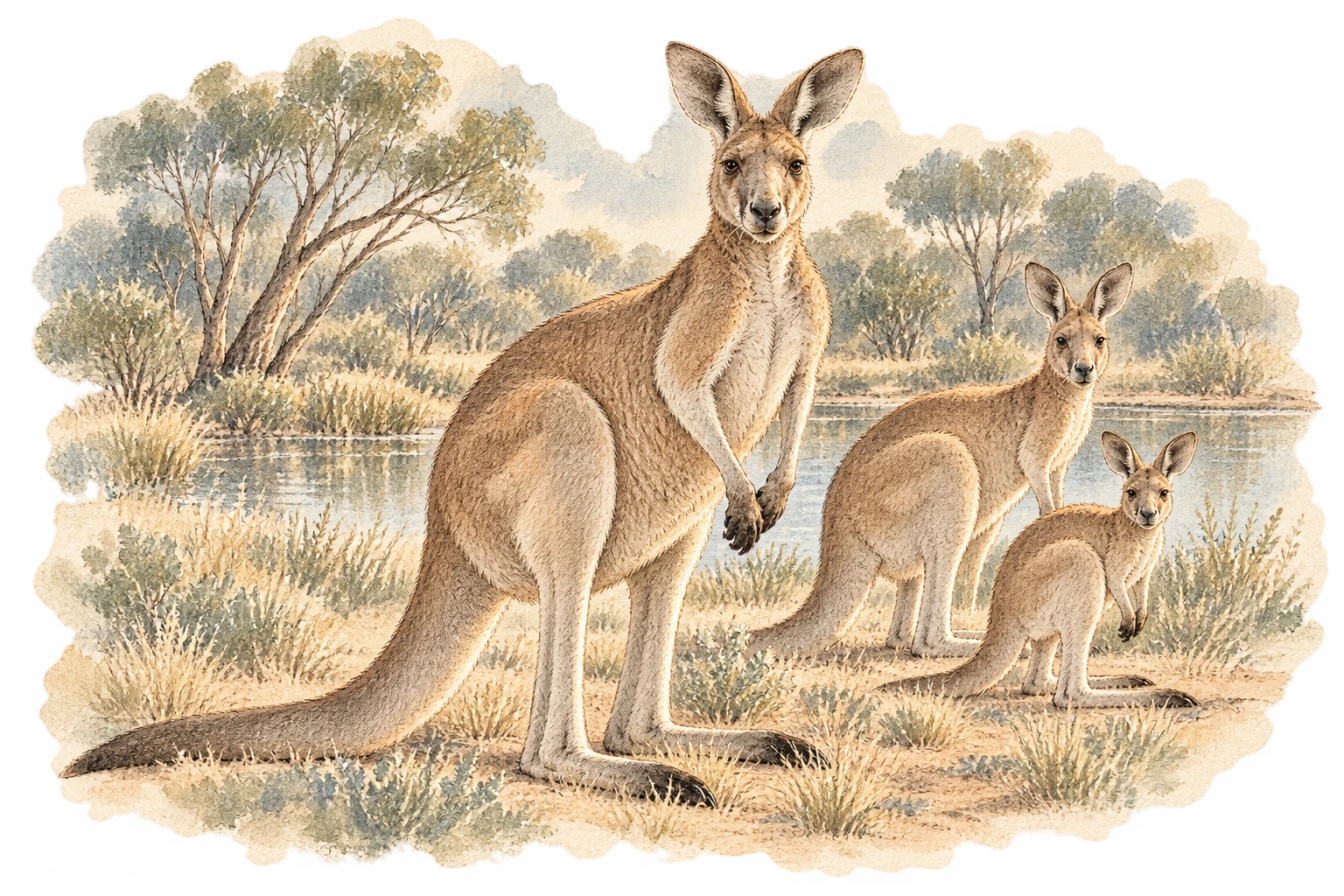 Watch for red kangaroos around the station’s water sources.
