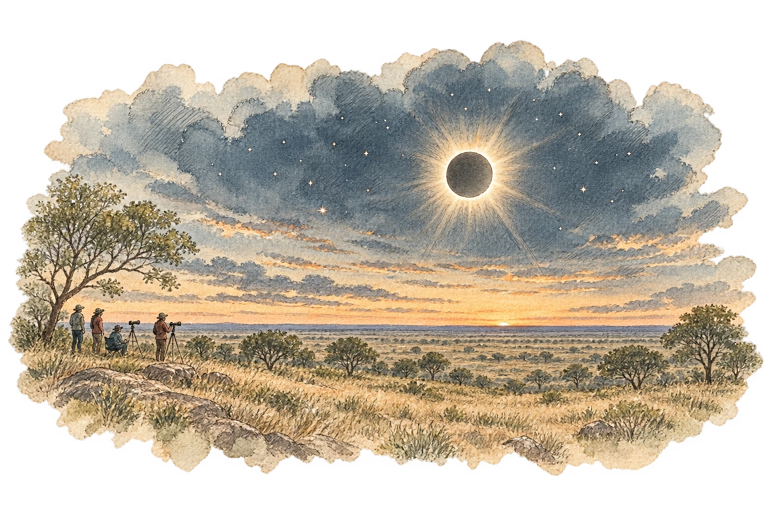 The eclipse transforms Lower Barkly’s immense open sky.
