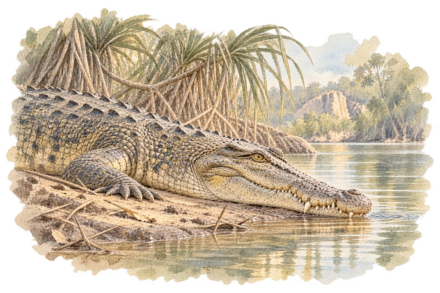 Watch the riverbanks for saltwater crocodiles during your cruise.